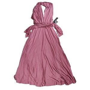 Lulus Tricks of the Trade Convertible Wrap‎ Maxi Dress Rusty Rose Small NWT